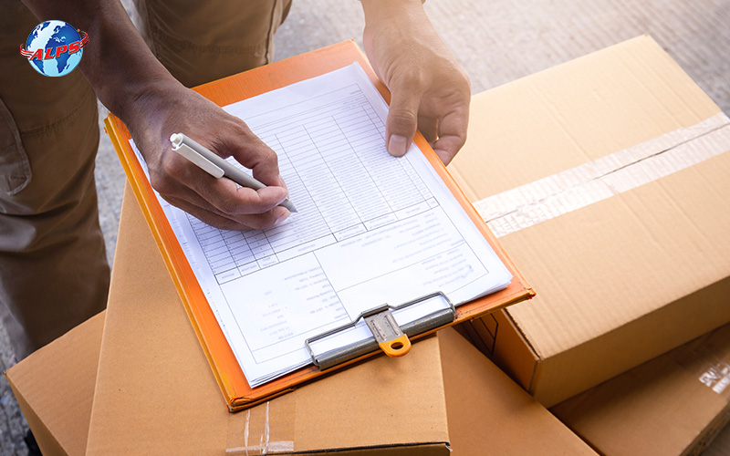 courier signing off on a delivered shipment